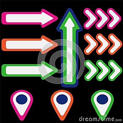 Set of colored arrows and pointers Vector Illustration