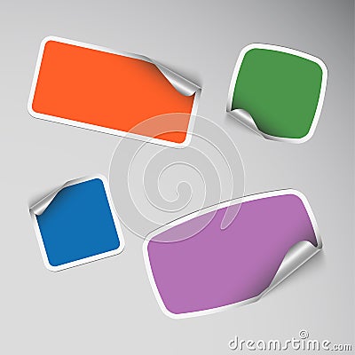 Set of colored blank rectangle stickers Vector Illustration