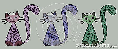 A set of colored cartoon cats. Vector illustration Cartoon Illustration