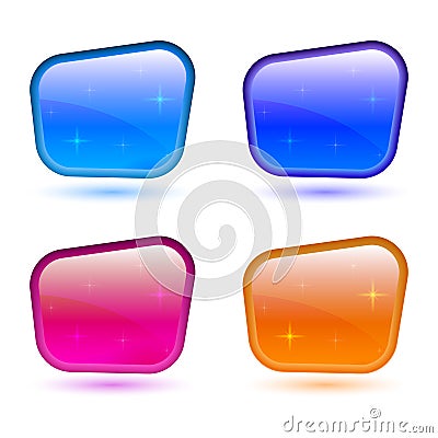 Set of colored 3d buttons. Icons for web. Vector design rectangle Vector Illustration