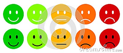 Set colored faces emoticon icons, cartoon emoticons - vector Vector Illustration