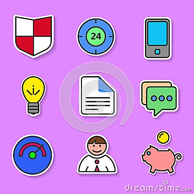 Set of colored flat icons for websites and applications. Vector Illustration