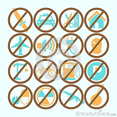 Set Of Colored Forbidden Signs.Vector Illustration Vector Illustration