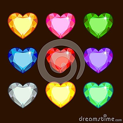 Set of colored hearts Vector Illustration