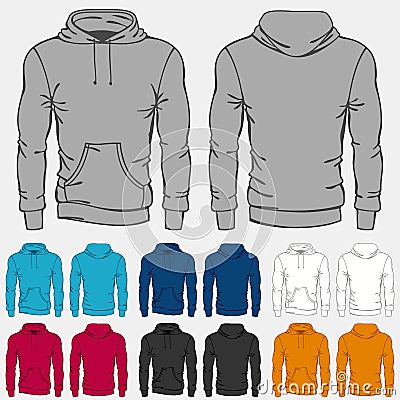 Set of colored hoodies templates for men Vector Illustration