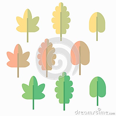 A set of colored leaves for decoration of autumn or summer Vector Illustration