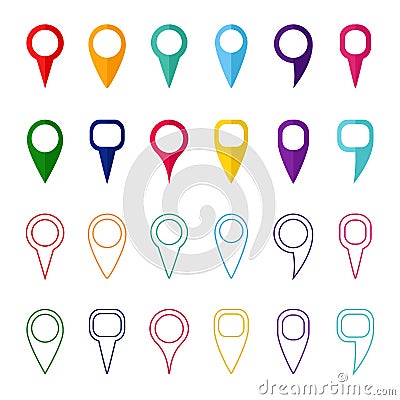 Set of colored map markers and pointers, vector illustration Vector Illustration