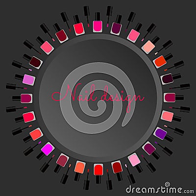 Set of colored nail Polish for manicures and pedicures Vector Illustration