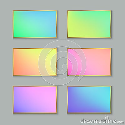 Set of Colored Pastel Gradient Cards or Banners with Stylized Go Vector Illustration