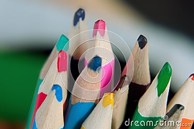 Set of colored pencils to draw on a colored background Stock Photo