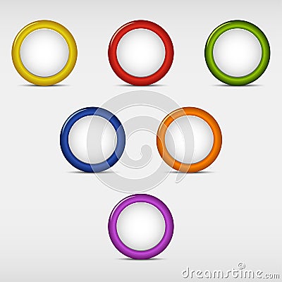 Set of colored round empty buttons Vector Illustration