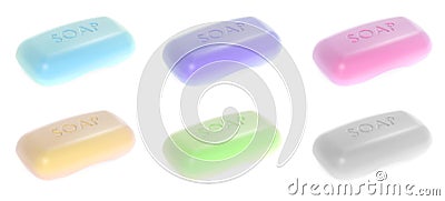 Set of colored soaps, 3D rendering Stock Photo