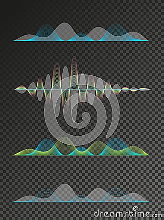 Set of colored sound waves equalizer design Vector Illustration