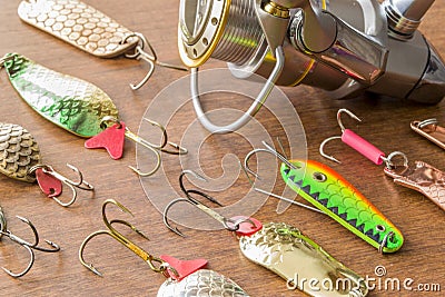 Set of accessories for fishing Editorial Stock Photo