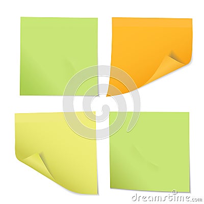 Set of colored stickers on notes of different three colors, isolated on white background - vector Vector Illustration