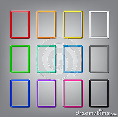 Set of colored vertical frames with shadows Vector Illustration