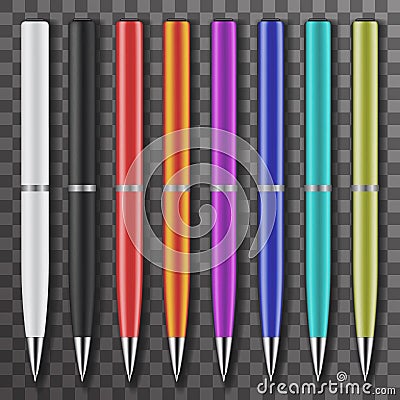 Set of colored white and black pens set vector design illustration Vector Illustration