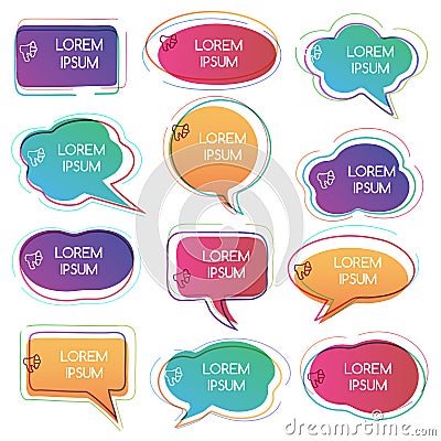 Set of Colorful Abstract Chat Label. Vector illustration Vector Illustration