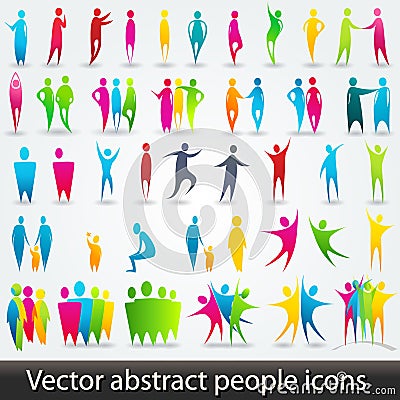 Set of colorful abstract people silhouettes Vector Illustration