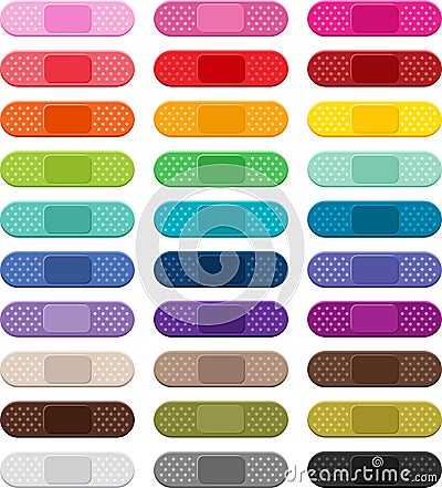 Set of colorful adhesive bandages Vector Illustration