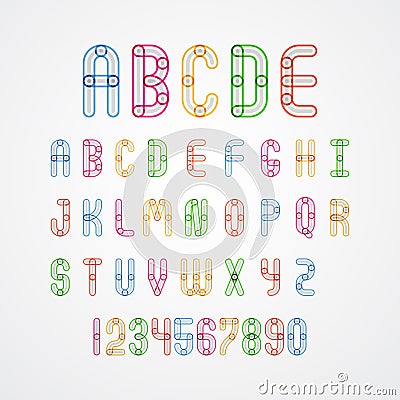 Set of Colorful alphabet capital letters A to Z and numbers Vector Illustration