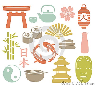 Asian set Vector Illustration