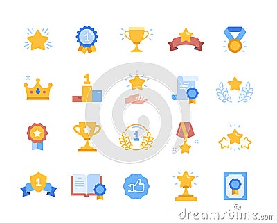 Set of colorful award icons Vector Illustration