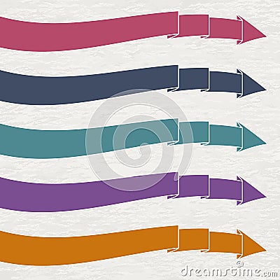 Set of colorful banners, arrows on paper texture Vector Illustration