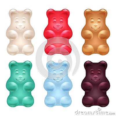 Set of colorful beautiful gummy bears Vector Illustration