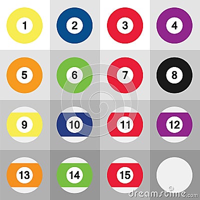 Set of colorful billiard balls Vector Illustration