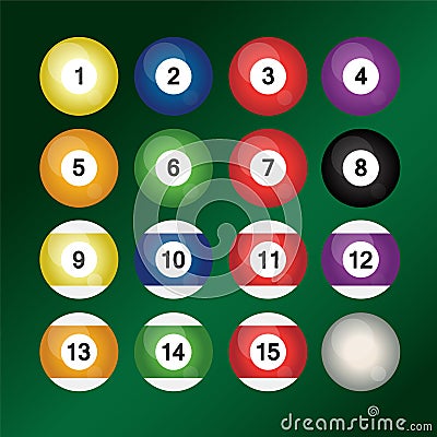 Set of colorful billiard balls Vector Illustration