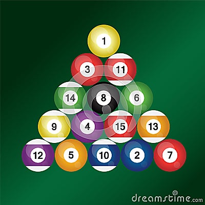 Set of colorful billiard balls Vector Illustration