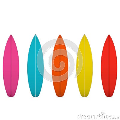 Set of colorful blank surfboards. Vector Illustration