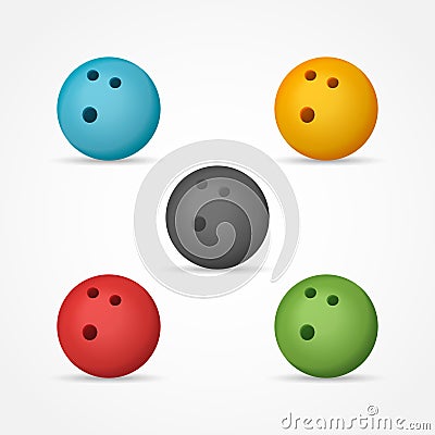 Set of colorful bowling balls on white background. Vector Illustration