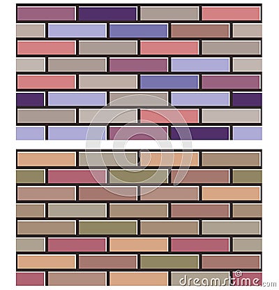 Set of colorful brick wall textures collection background pattern Vector Illustration
