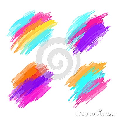 Set of colorful brush strokes. Modern design element. Vector illustration Cartoon Illustration