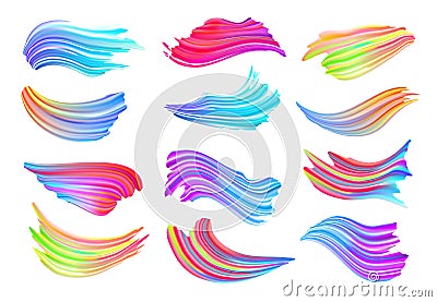 Set of colorful brush strokes. Modern design element. Vector illustration Vector Illustration