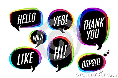Set of colorful bubbles, icons or cloud talk with text Vector Illustration