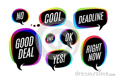 Set of colorful bubbles, icons or cloud talk with text Vector Illustration