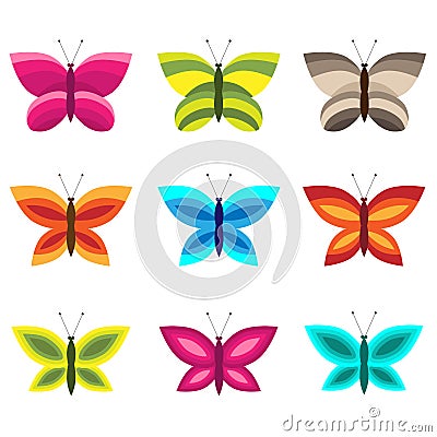 Set of colorful butterflies Vector Illustration