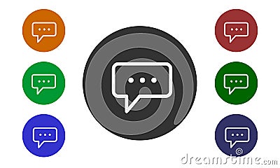 Set of colorful circular icons, comments on websites and forums and in e-shop with a button and a picture bubbles isolated on whit Vector Illustration
