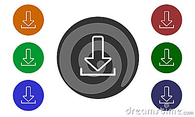 Set of colorful circular icons download on websites and forums and in e-shop image button and arrow on white background Vector Illustration