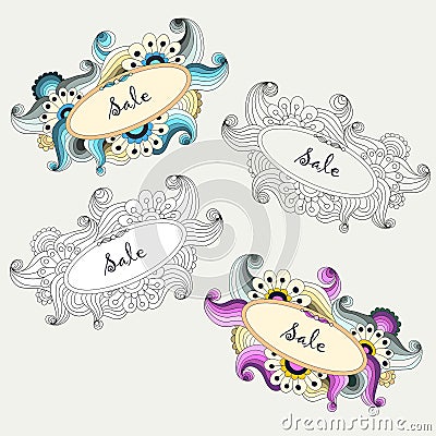 Set of colorful cosmetics labels and stickers Vector Illustration