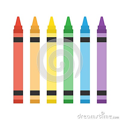 Set of colorful crayon on white background Vector Illustration