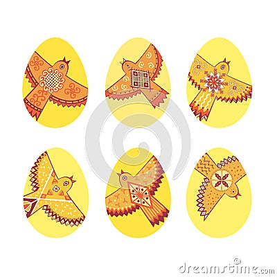 Set of colorful Easter eggs cut out on white background. Vector illustration Vector Illustration