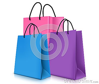 Set of Colorful Empty Shopping Bags . Vector Illustration Vector Illustration