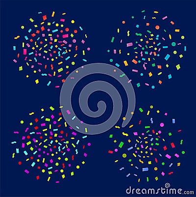 Set of Colorful Explosion of Confetti. Raster illustration. Flat design element Vector Illustration