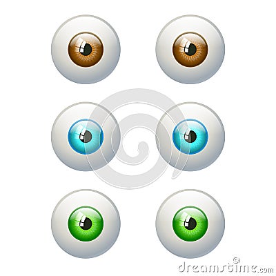 Set of colorful eyes. Brown, blue, green eye Vector Illustration