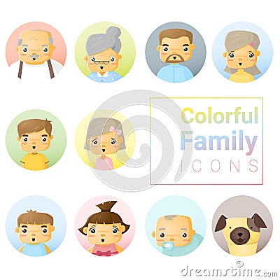 Set of colorful family icons Vector Illustration