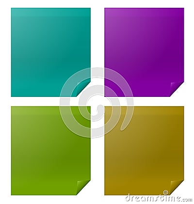 Set Colorful Four Paper Stickers Vector Illustration